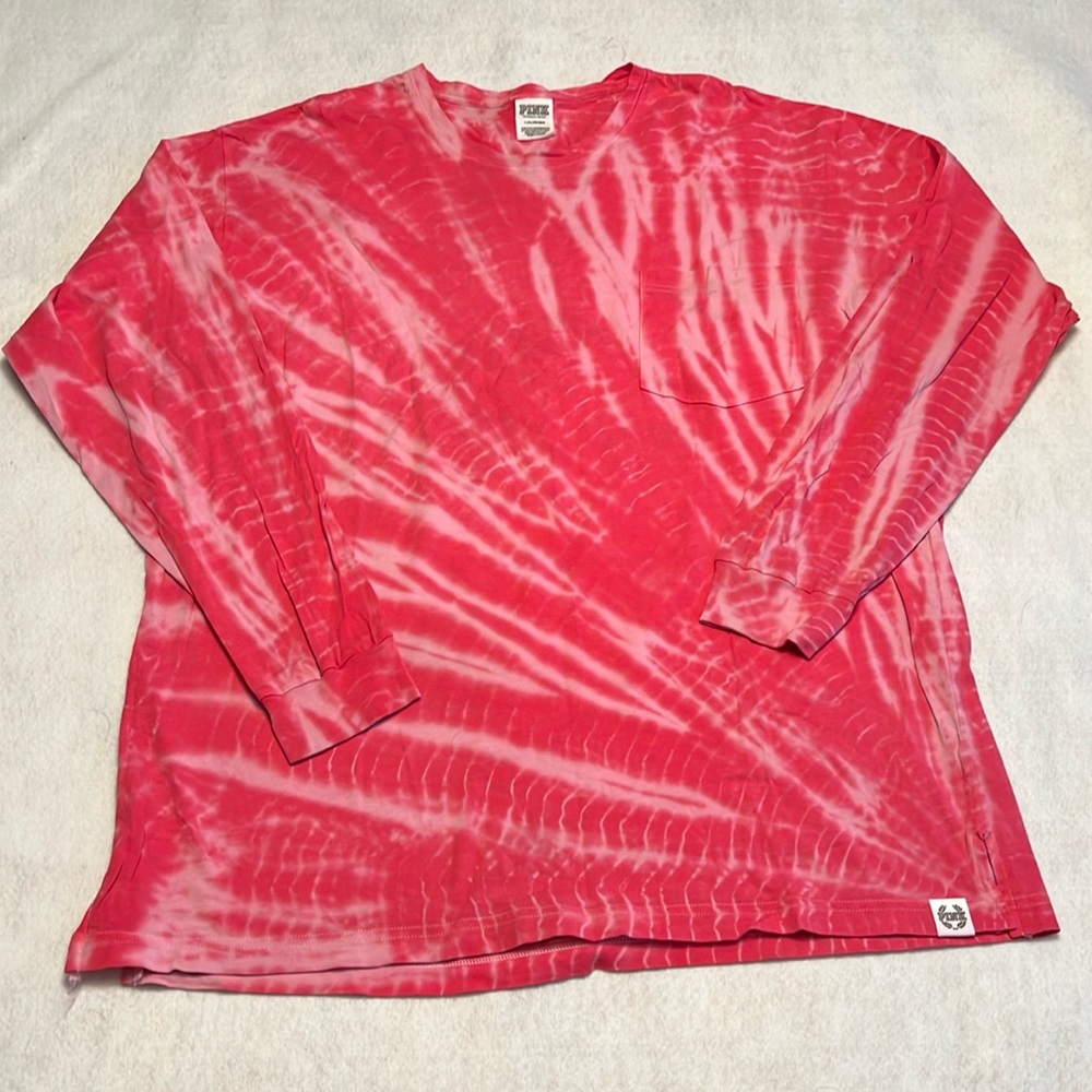 Pink tie-dye long sleeve shirt. Size large